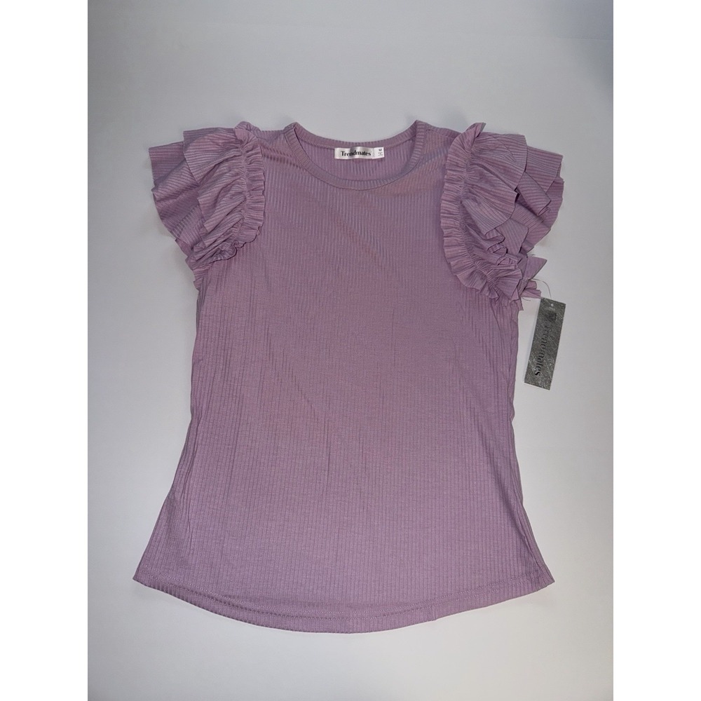 Trendmates Women Medium Top Lavender Ruffled Purple Shirt Spring Cute Fairy NWT